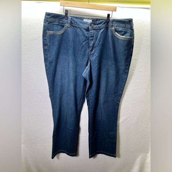 CJ Banks Straight Leg Flap Pocket Jeans Womens 24w Plus size Stretch Denim 2260 - Picture 1 of 10